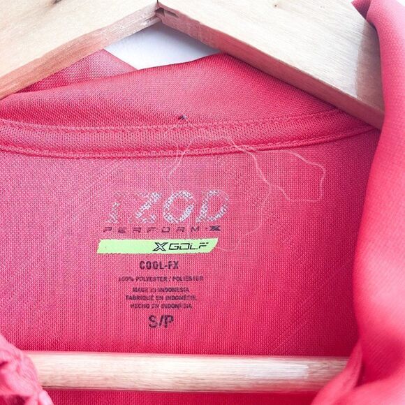IZOD Golf Polo Shirt Short Sleeved 1/4 Zip Red Men's S - Picture 3 of 6
